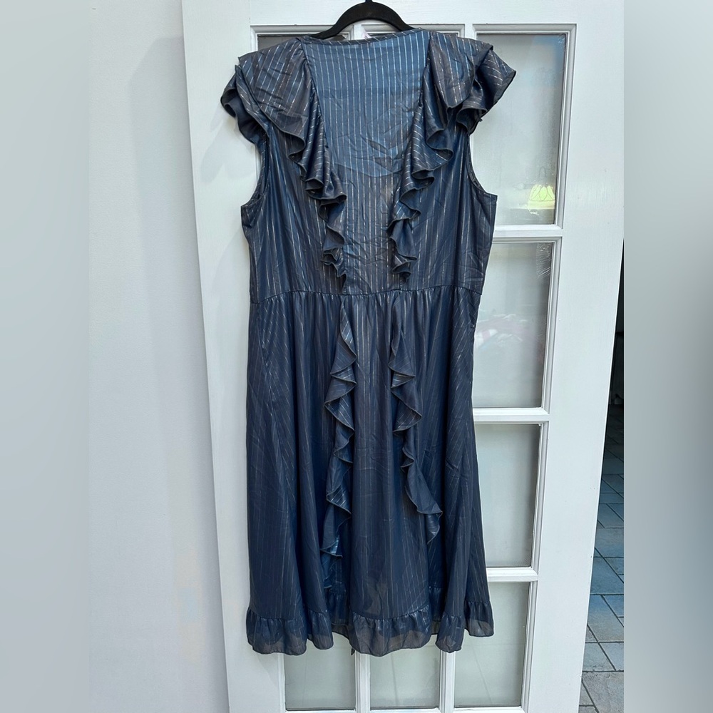 Victoria's Secret Shimmering Slate Blue Striped Ruffle Intimates Robe Size XL - Picture 8 of 13